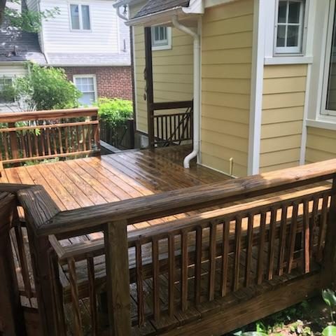 wood deck and rail after Deck Cleaning In Chester County PA