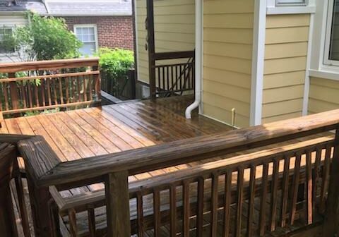 Deck and fence beautifully restored by Maryland Pro Wash — weather stains are gone, revealing a like-new finish. Professional cleaning not only improves bright New Appearance but also helps Extend the lifespan of the wood